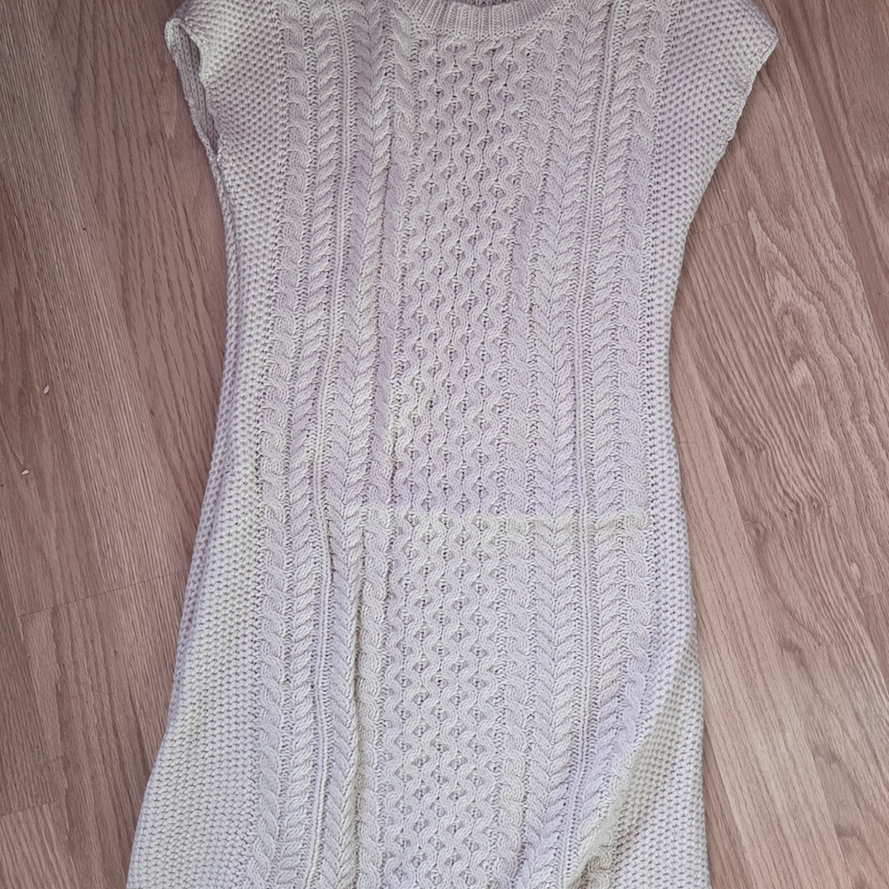 Pink Rose Cream Cable Knit Sweater